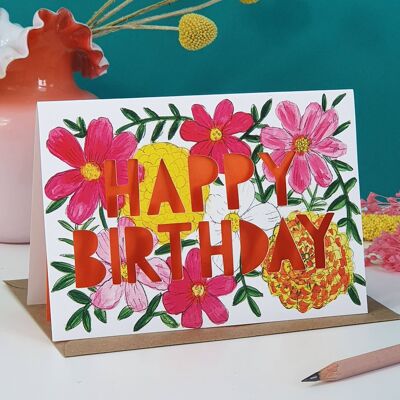 Oktober Geburtsblume Papierschnitt-Geburtstagskarte