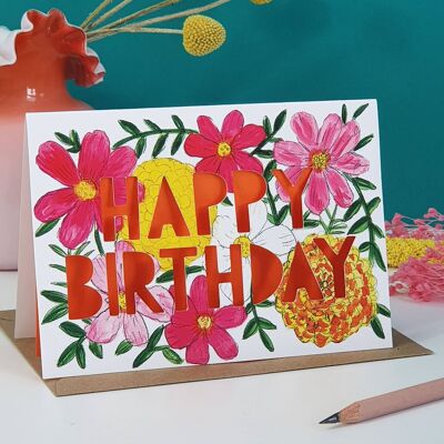 October Birth Flower Paper Cut Birthday Card