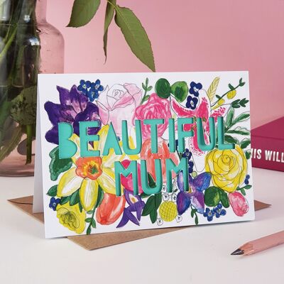 Beautiful Mum' Paper Cut Muttertagskarte