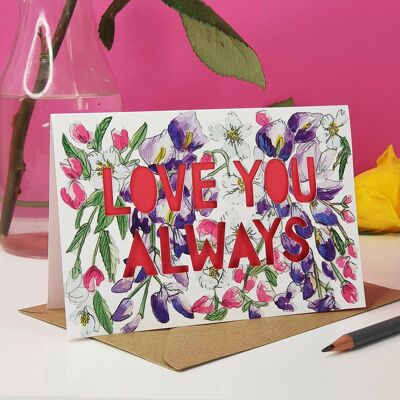 Tarjeta de corte de papel de Love You Always