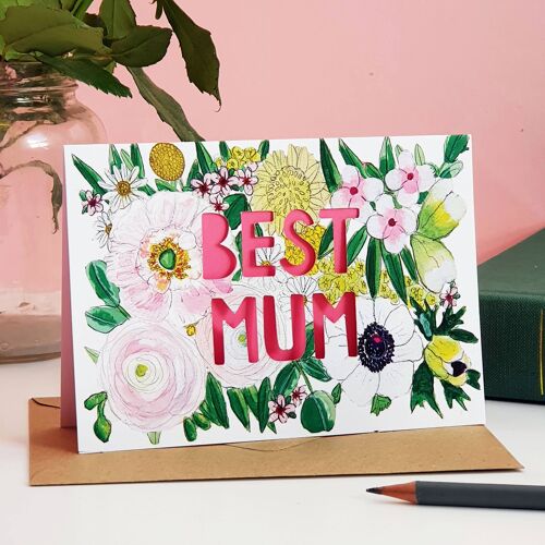 Best Mum' Paper Cut Mother's Day Card