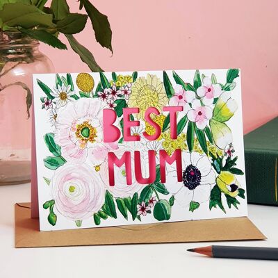 Biglietto per la festa della mamma con carta tagliata migliore mamma