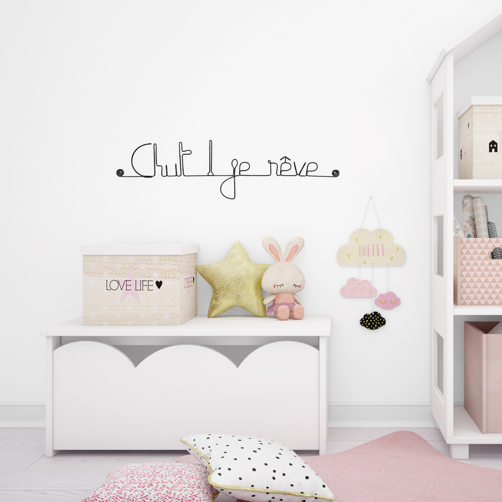 Wire Wall Decoration "Shh!"I dream" - Baby/Child's Room
