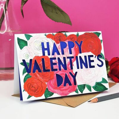 Carte découpée en papier Happy Valentine's Day