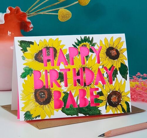 Happy Birthday Babe' Paper Cut Birthday Card