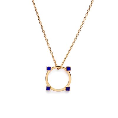 Gold Angel, Islington Necklace with Blue Enamel