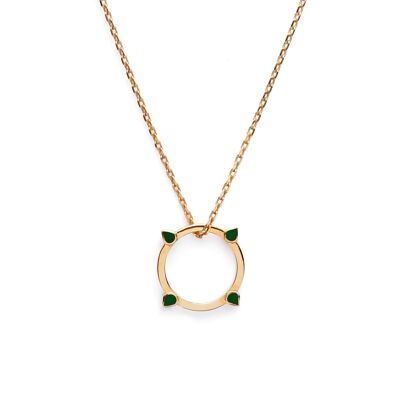 Gold Bond Street Necklace with Green Enamel
