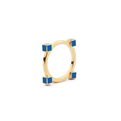 Gold Angel, Islington Ring with Blue Enamel