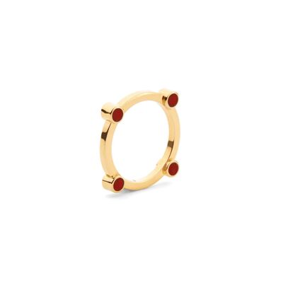 Gold Fleet Street Ring with Red Enamel