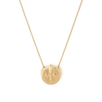 Gold Puck Pendant Necklace