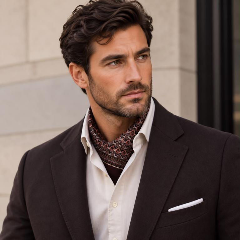 Men's Silk Handkerchief with Beautiful Leaf Design ITFUHFYF603