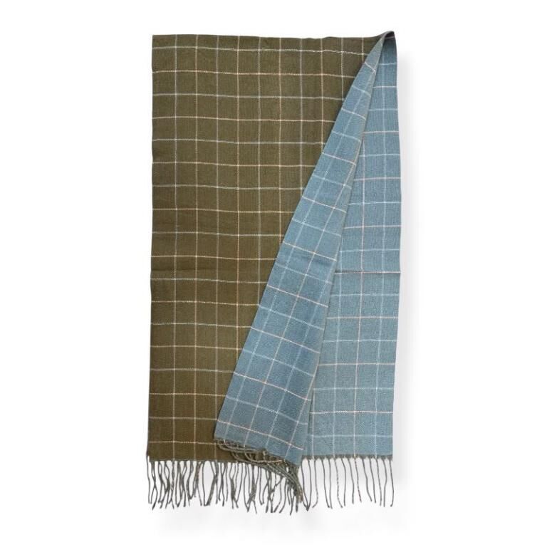 Women's Reversible Wool Scarf with Fringe ITFUHZY-26-04