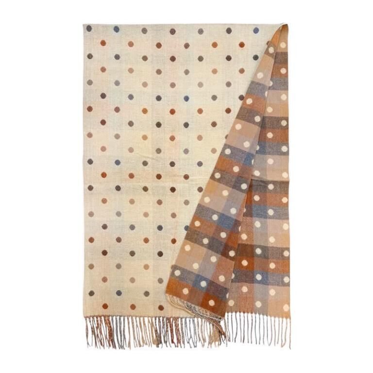 Women's Reversible Wool Scarf with Polka Dot Design ITFUHZY-26-02