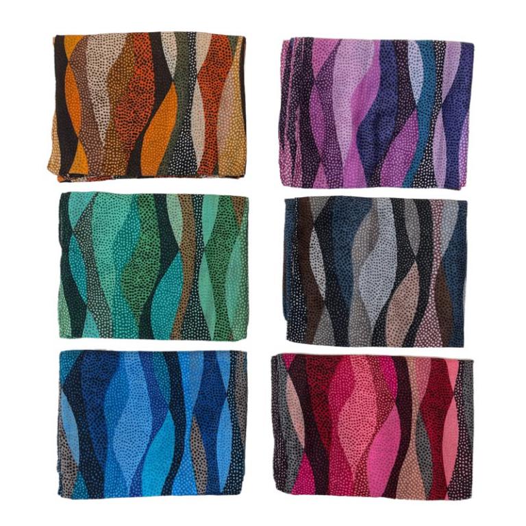 Women's Cotton Scarf with Wave Design ITFUAHF-23-02