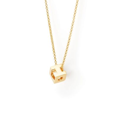 Gold I Love U Squared Pendant Necklace
