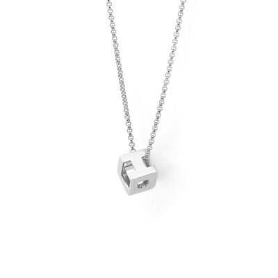 Silver I Love U Squared Pendant Necklace