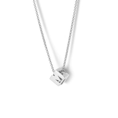 Silver I Miss U Squared Pendant Necklace