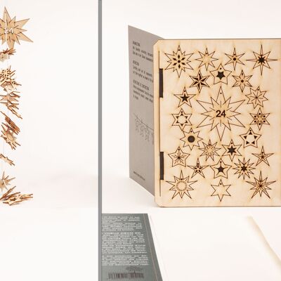 Calendario de adviento natural de 24 estrellas - deco 3D tarjetas de felicitación