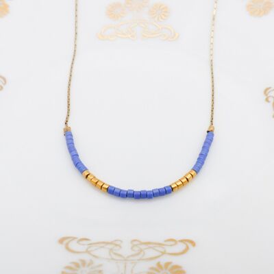 Collier Estival : bleu irisé et doré