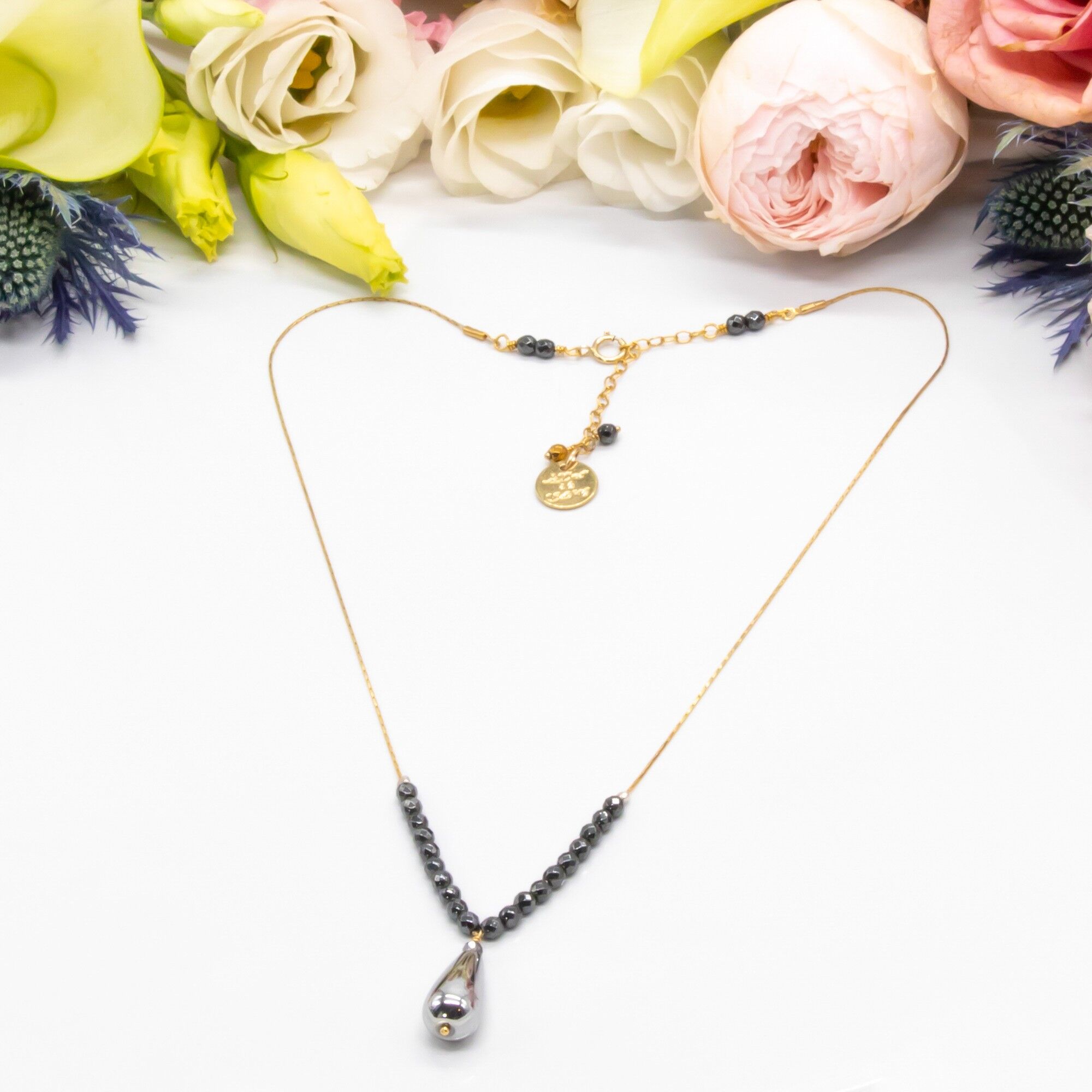 Collier Luna : hématite grise