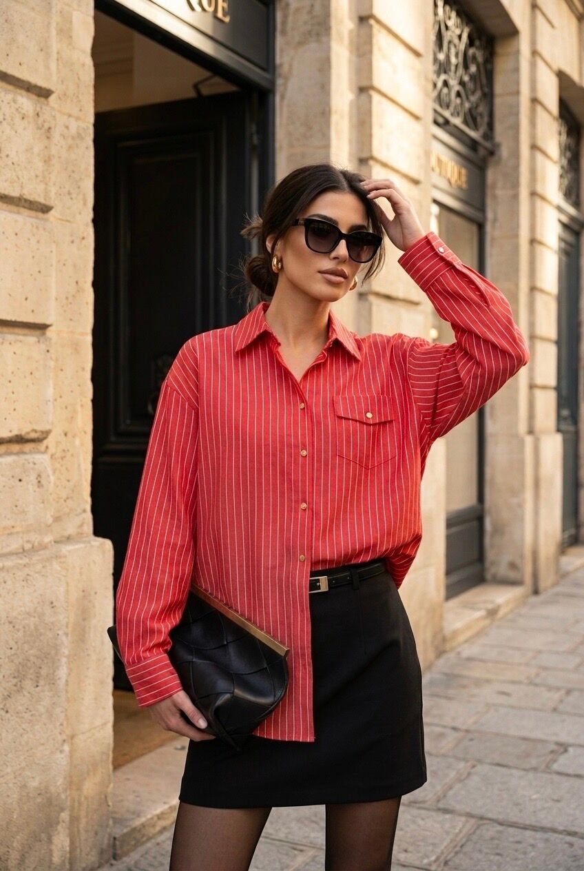 Chemise femme rayée oversize poche