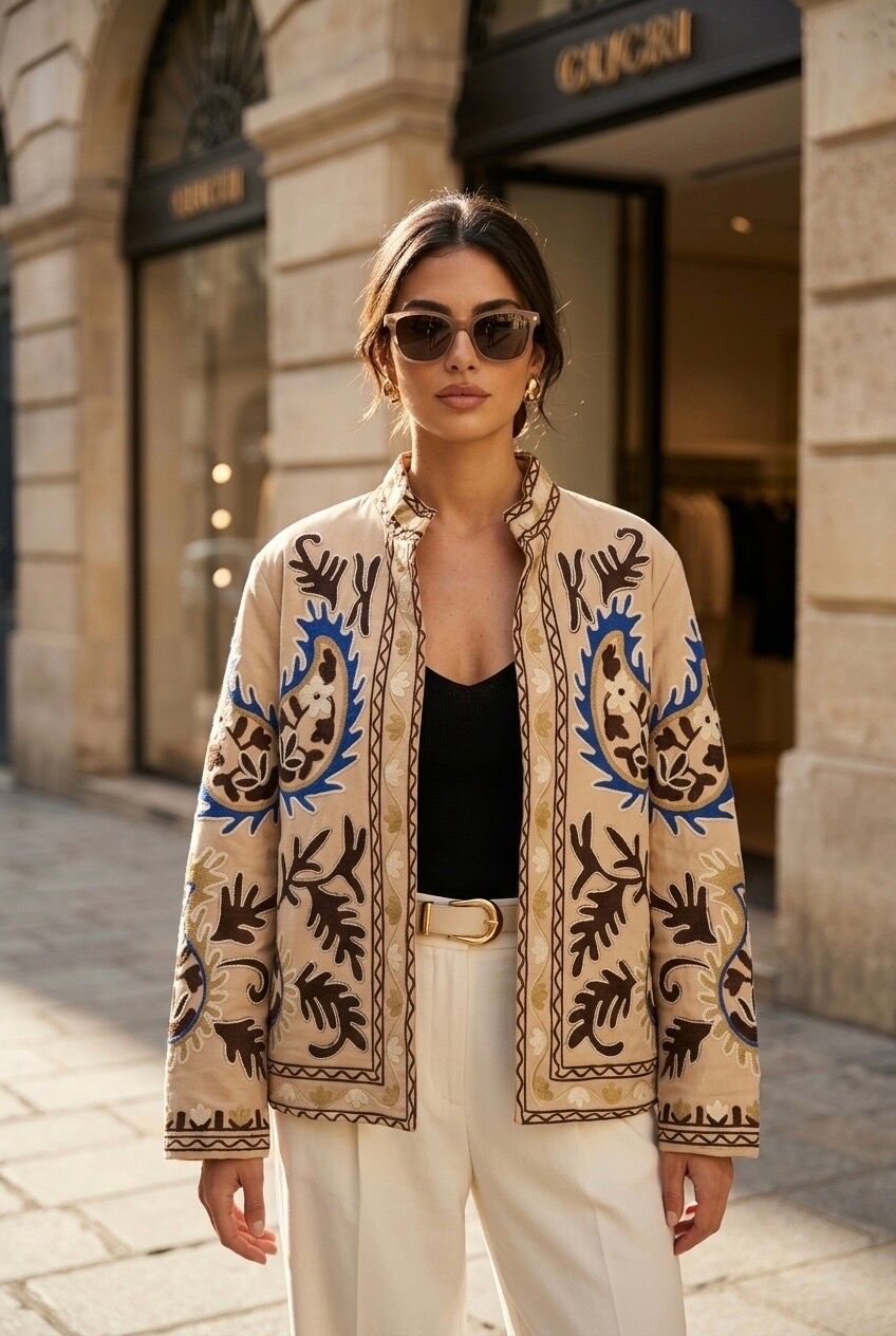 Veste femme brodée style bohème