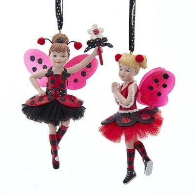 Ladybug Girl Fairy Ornament (2 pieces)