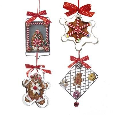 Gingerbread on Tray with Cookie Cutter Ornament (4 pieces)