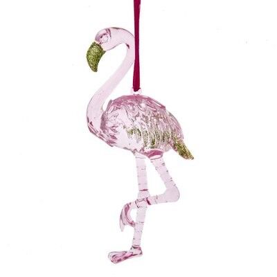 Plastic Pink Flamingo Ornament