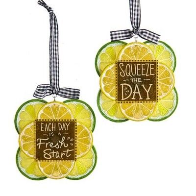 Resin Lemon / Lime Squeeze the Day Ornament (2 pieces)