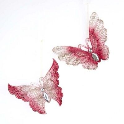 Burdundy Pink Butterfly Ornament (2 pieces)