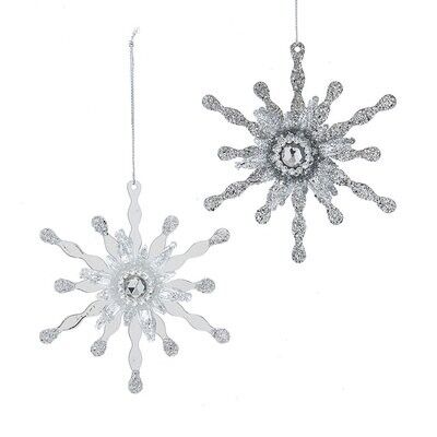 Metal White / Silver Snowflake Ornament (2 pieces)