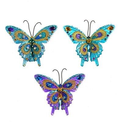 Plastic Butterfly with Clip Ornament (3 pieces)