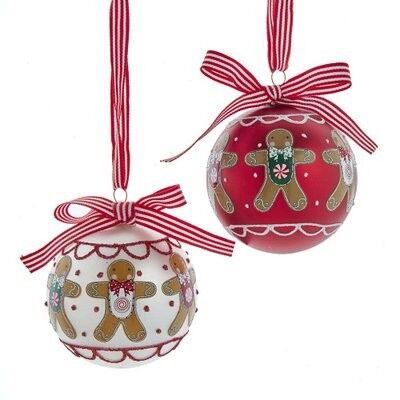 Gingerbread Glass Ball with Ribbon (2 pieces)