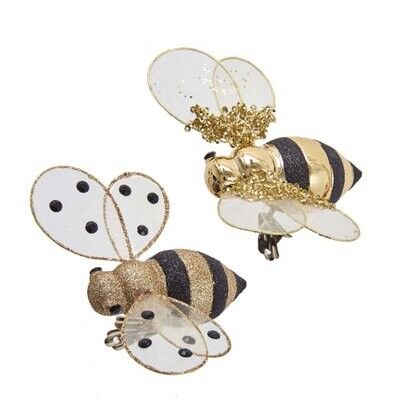 Golden Glitter Bee Clip (2 pieces)