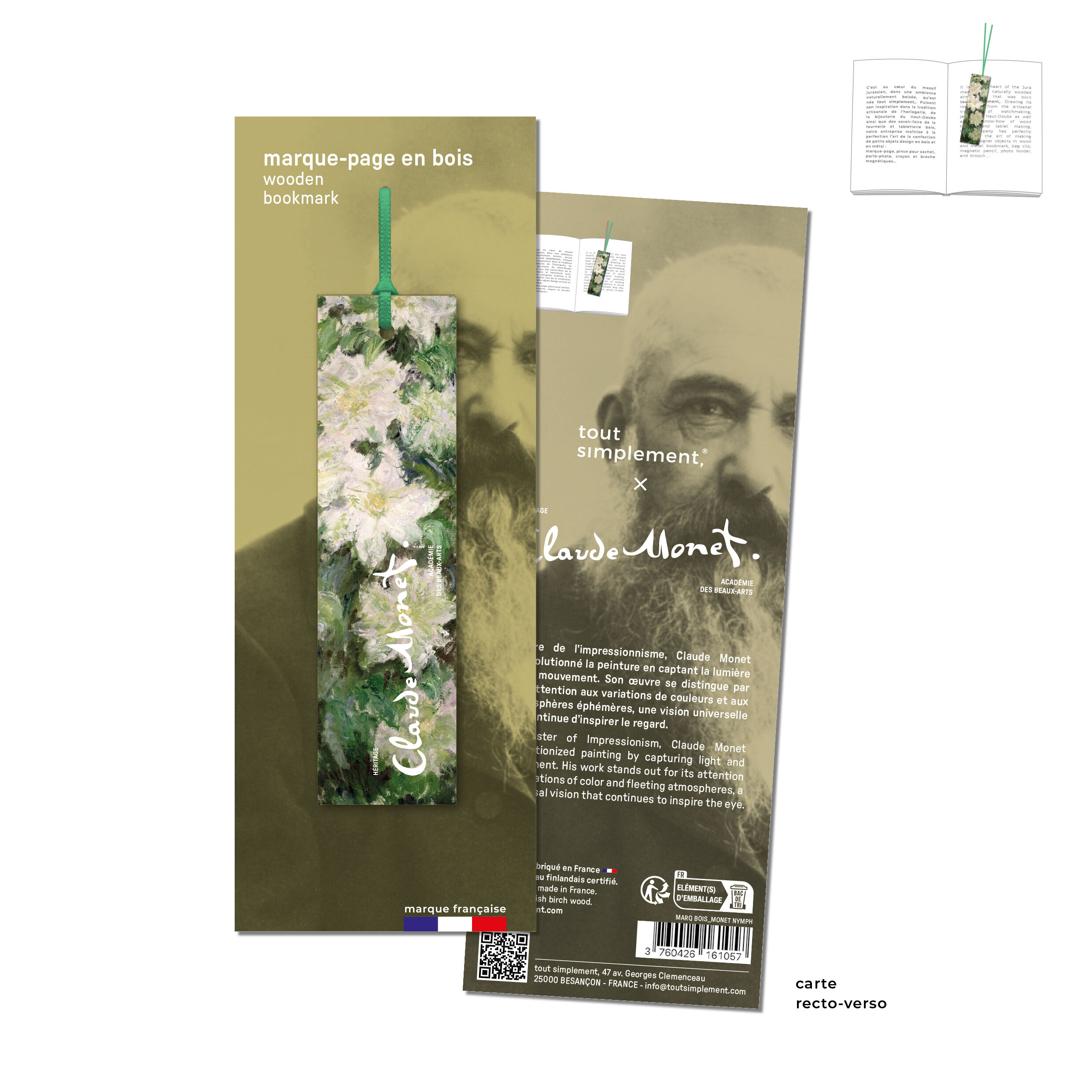 Wooden bookmark Clematis - Claude Monet