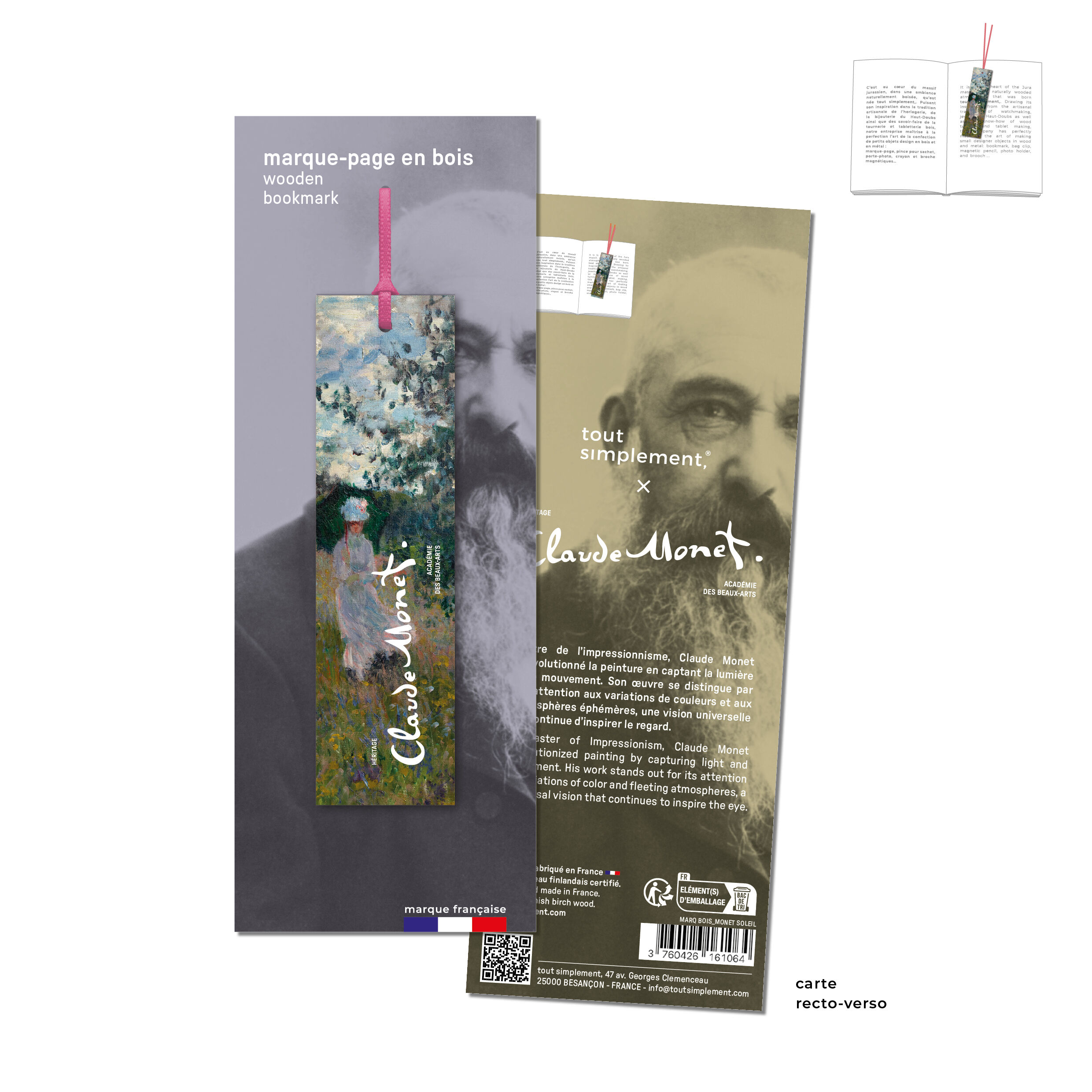 Wooden bookmark - Promenade - Claude Monet