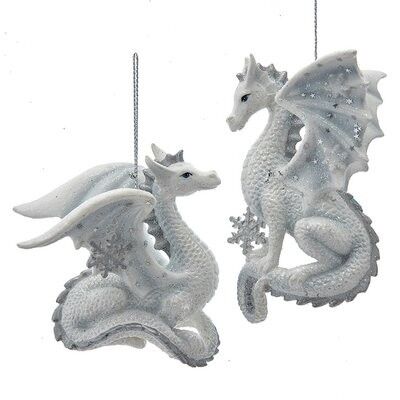 Silver / White Dragon Ornament (2 pieces)