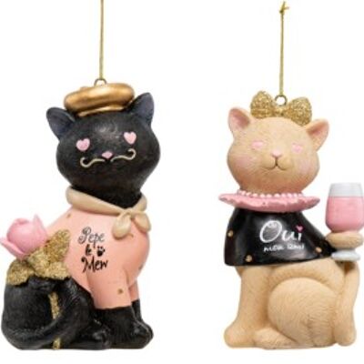 Resin French Cat Ornament (2 pieces)