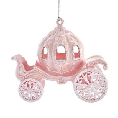 Pink Carriage Glitter Ornament