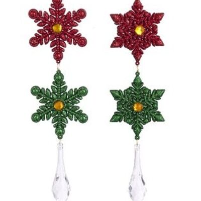 Red / Green Snowflake Cluster (2 pieces)
