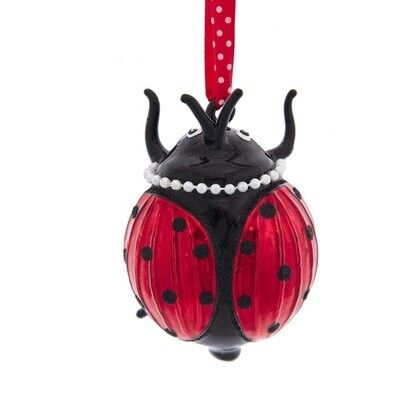 Ladybug with Pearl Necklace Glass Ornament
