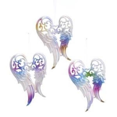 Plastic Irid Pastel Wings Ornament (3 pieces)