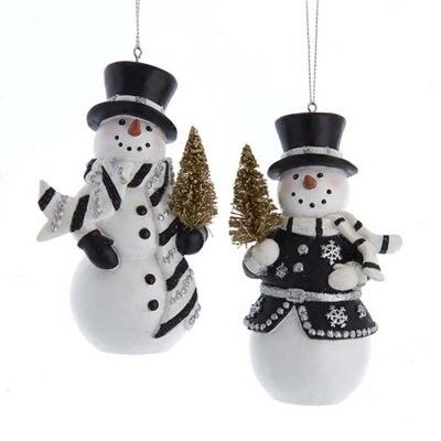 Black / Silver / Gold Snowman Ornament (2 pieces)