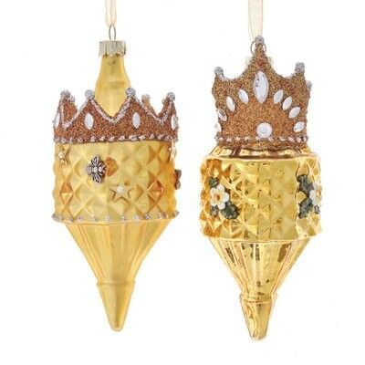 Golden Finial with Crown Ornament (2 pieces)