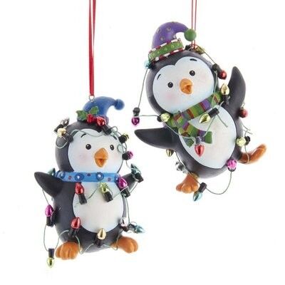 Resin Penguin with Lights Ornament (2 pieces)