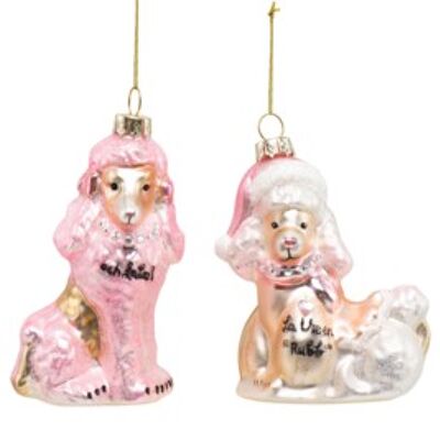 Paris Poodle Glass Ornament (2 pieces)