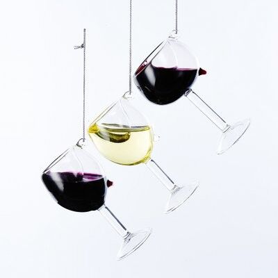 Wine Glass Ornament Filled with Liquid (3 pieces)