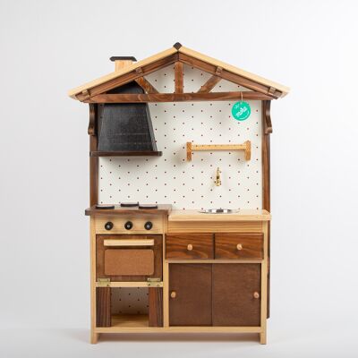 Kleine rustikale Holzküche