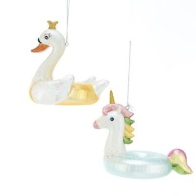Swan / Unicorn Glass Ornament (2 pieces)